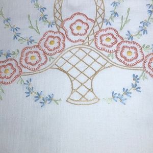 VTG TABLECLOTH OVAL 69X67 baskets of flowers